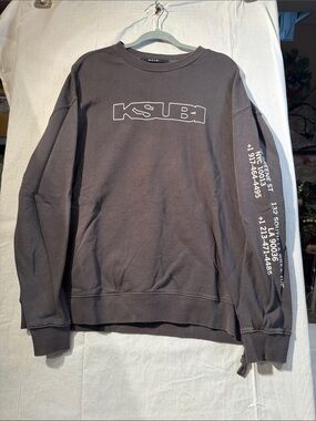 Ksubi Black Crewneck Sweatshirt w/ White Logo and Sleeve Text Biggie Crew Med.